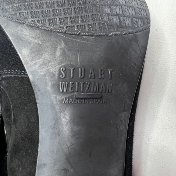 STUART WEITZMAN Made in Spain 🇪🇸 Black Suede Pumps Chunky Heel OW88728 Sz 10‎ - Picture 16 of 16